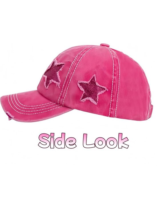 〽️Women\'s Hot Pink High Ponytail Baseball Cap Trucker Bad Hair Day Adjustable main image 7